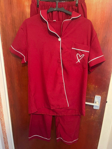 Womens burgundy white pyjama - &,