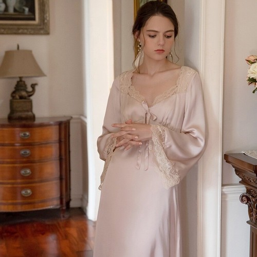 Satin dress lace - dress, sleepwear